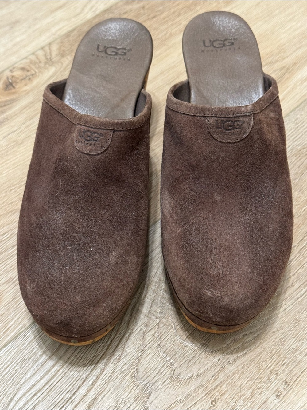 UGG Ladies Dark Brown Suede Slip-On Loafers